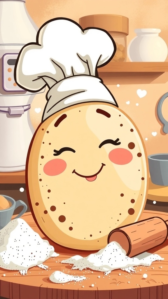 Sourdough Bread Humor A cheerful sourdough loaf with a chef